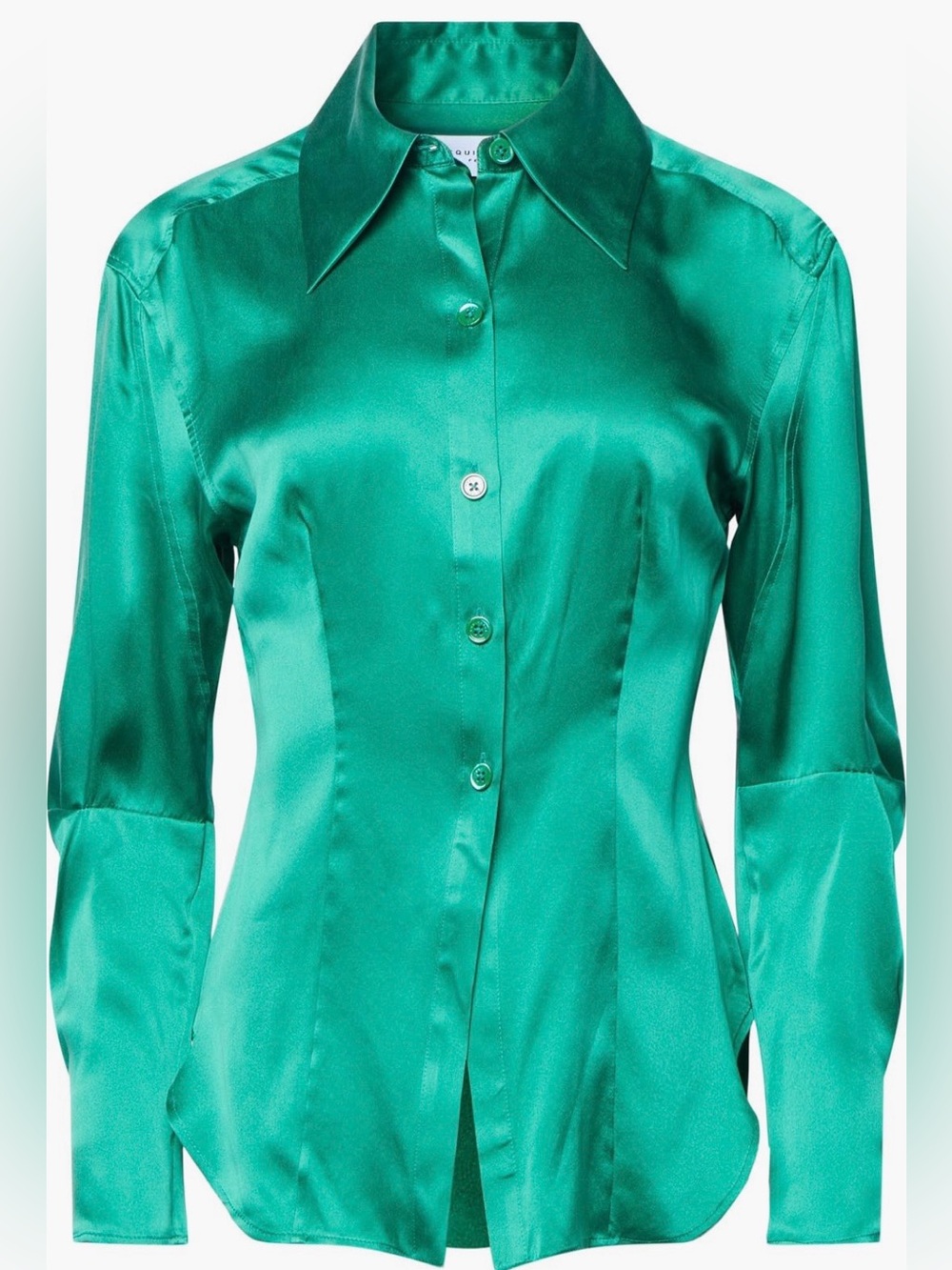 Equipment 100% Silk Emerald Green Slim Button-Up Shirt US10 NWOT - Picture 5 of 13